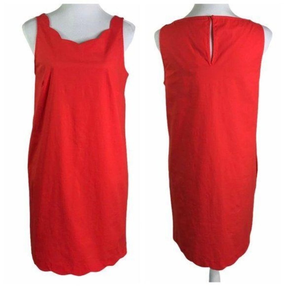 Heyton Scalloped Hem Side Pockets Shift Dress